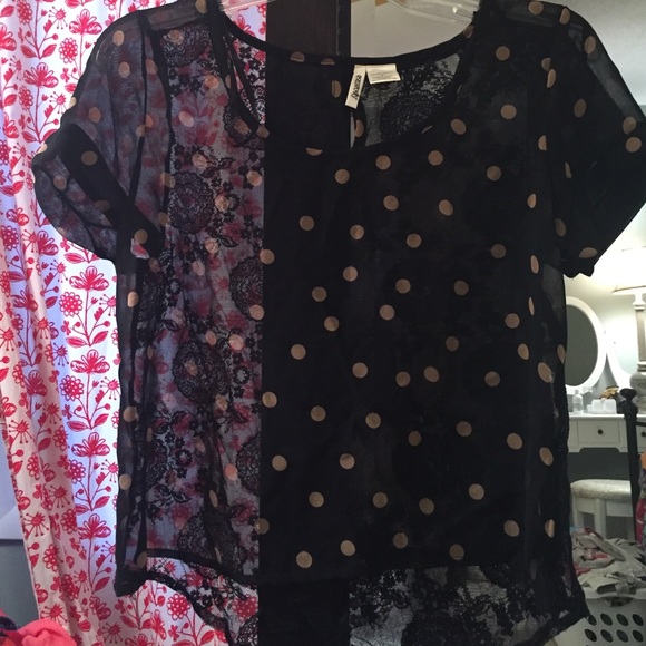 Two polka dot sheer shirts size small - Picture 1 of 4