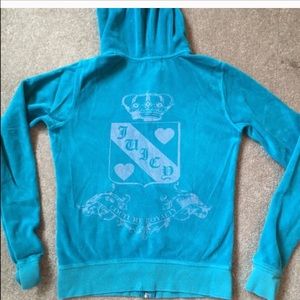 Aqua juicy velour zip up