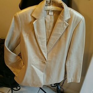 Alfani 100% lamb leather Blazer jacket light gold