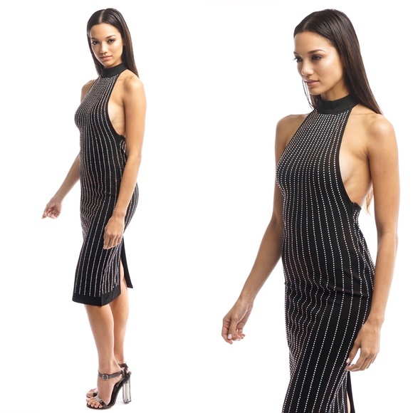 LUXE COLLECTION- EMBELLISHED MIDI DRESS - Picture 2 of 3