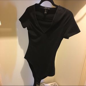 Black short sleeve body suit