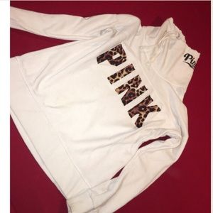 PINK Victoria's Secret leopard writing hoodie