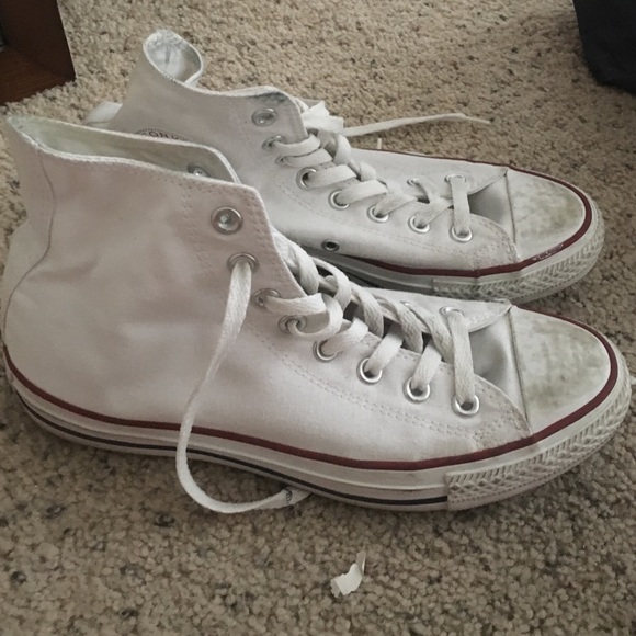 Slightly worn white converse high tops
