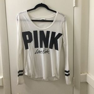VS Pink, off-white tee