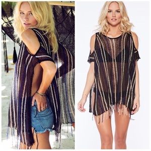 L*Space Fringe Beach Pancho Coverup