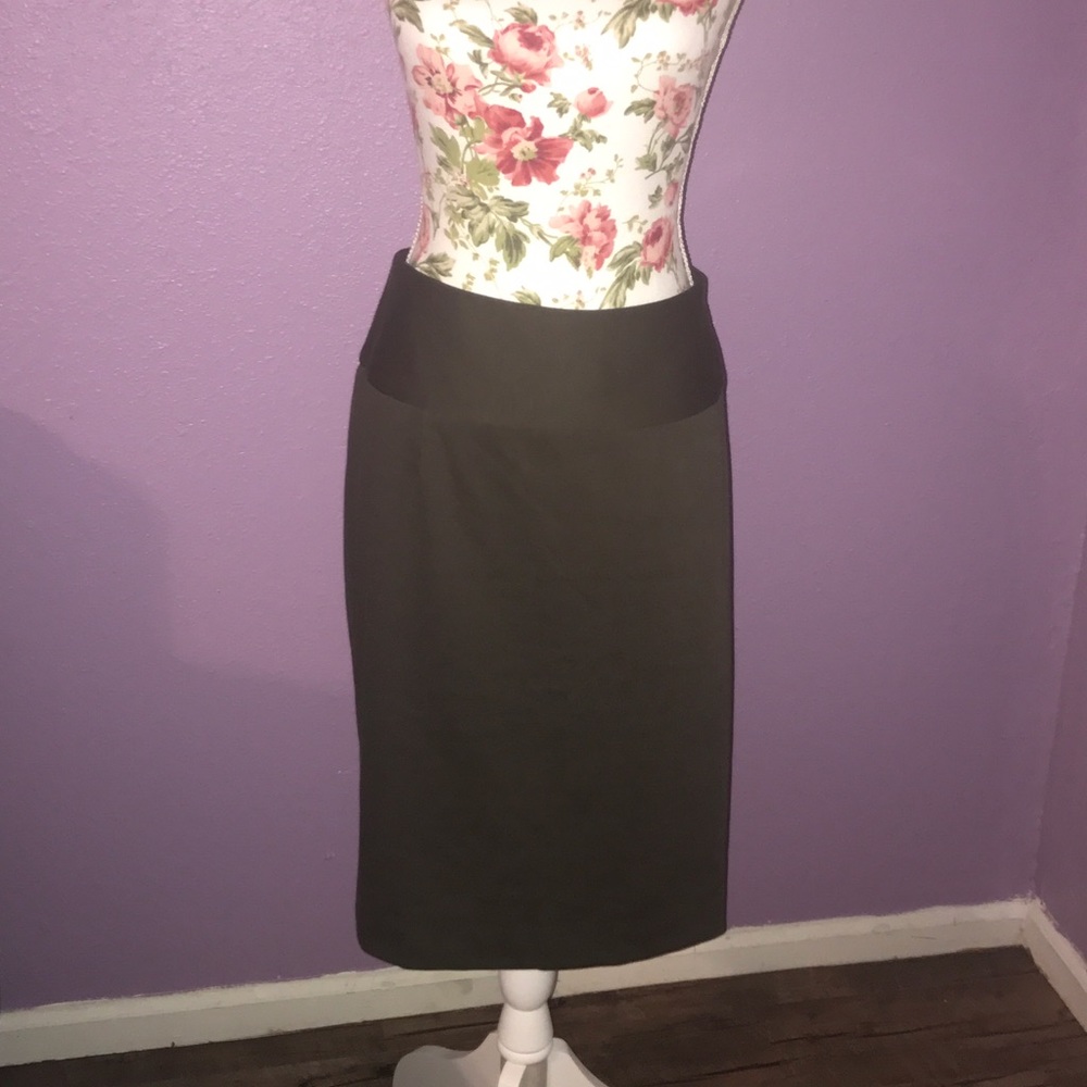 Military green skirt.