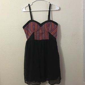 Tribal print and black dress