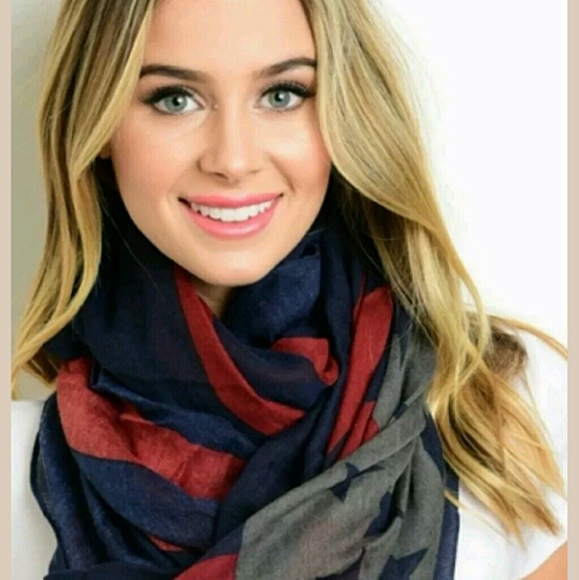 unbranded Accessories - New Fashion Patriotic Infinity Scarf Blue Red