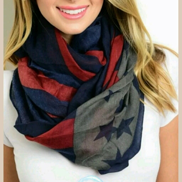 New Fashion Patriotic Infinity Scarf Blue Red - Picture 2 of 7