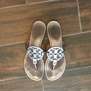 Tory Burch Miller Sandals Size 8 Pewter