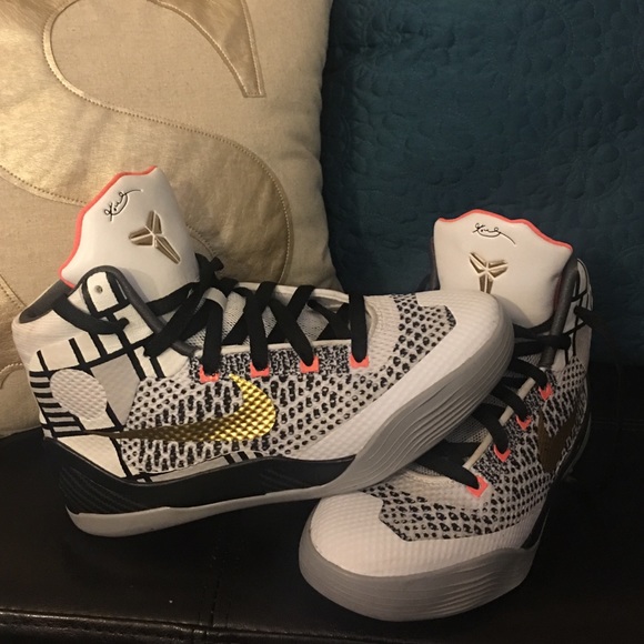 Kobe 9's in black, white, grey and orange