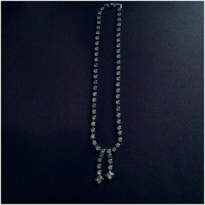 Vintage Rhodium Prong Set Rhinestone Necklace