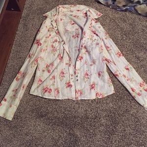 Old Navy Long Sleeve Flower Button Up