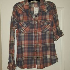 Flannel shirt with pearl snaps