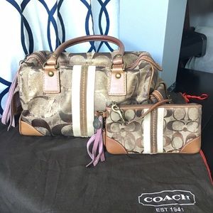Beautiful monogram and leather coach bag