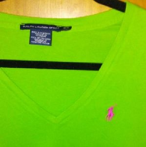 Lime green polo t shirt v neck