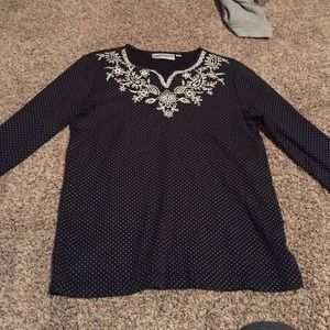 Rebecca Malone quarter length sleeve blue blouse