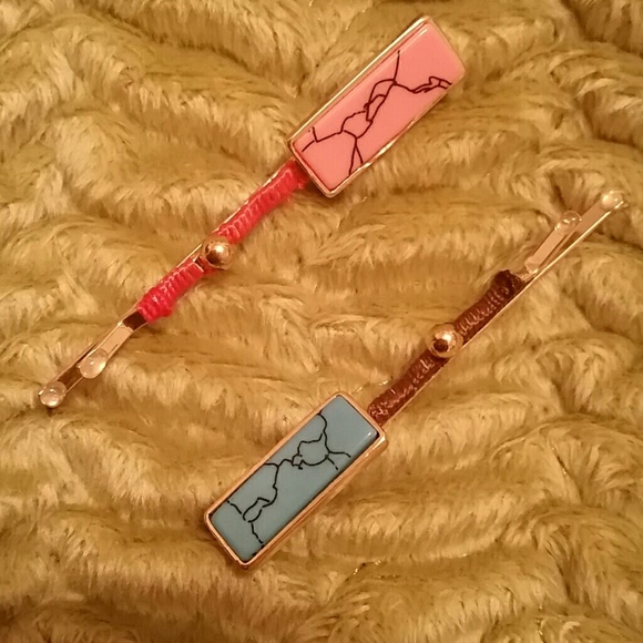 Unique Bobby Pins - wrapped, beaded w/ rectangular