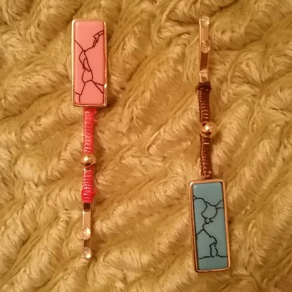 Unique Bobby Pins - wrapped, beaded w/ rectangular