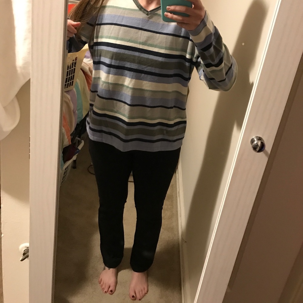 L Croft and Barrow Stripped Shirt Sweater