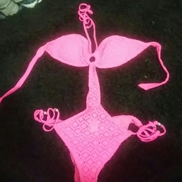 One peice pink bathing suit
