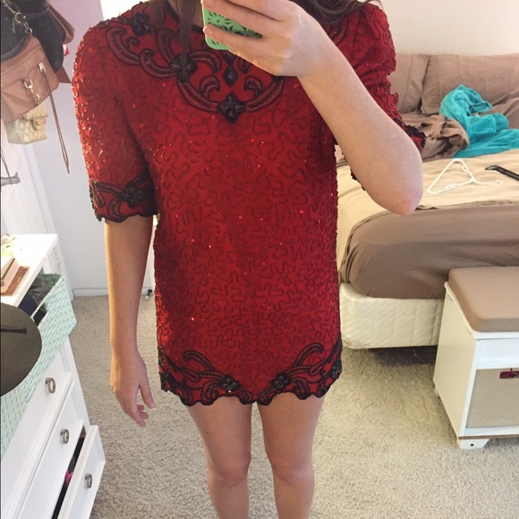 Vintage Beaded Mini Dress / Tunic - Picture 3 of 4