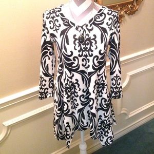 Cream and Black Asymmetrical Tunic