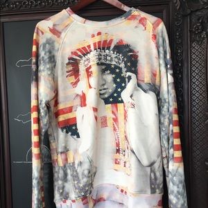 Double needle men's sweater