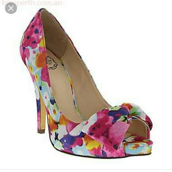 I Miller Shoes - Floral Print Peep Toe Heels Size 9