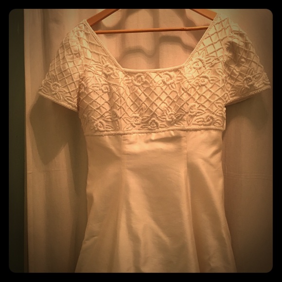 Raw silk wedding dress