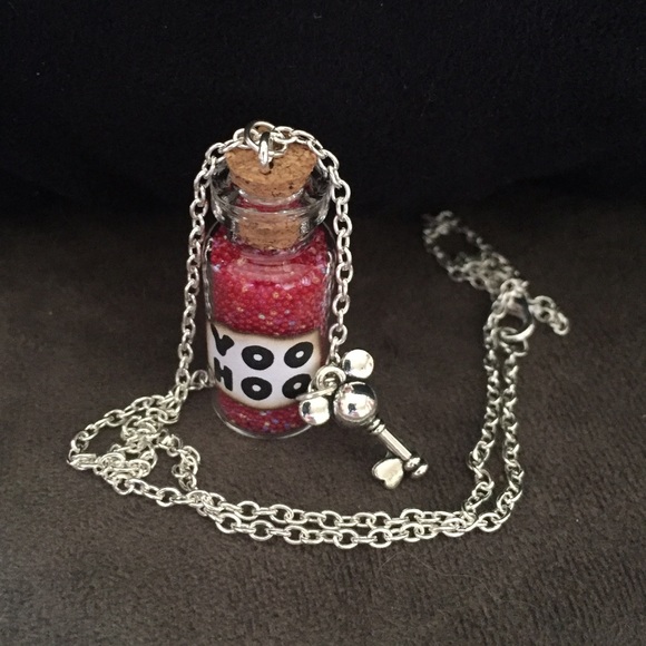 Yoo Hoo Red Pearlescent w/Mickey bottle necklace
