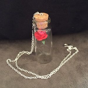 Disney Beauty Rose in a bottle necklace