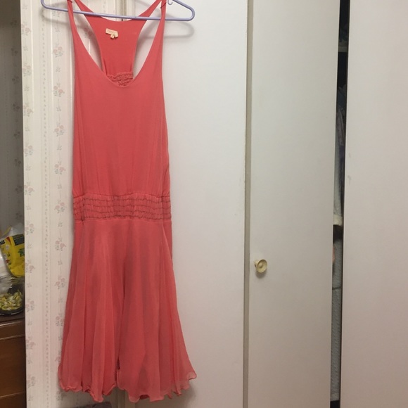 Stunning Silk  chiffon salmon dress ! 🌸 - Picture 1 of 4