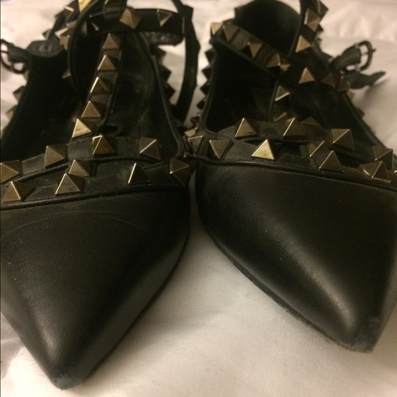 Sold- Valentino Noir Rockstud Caged Flats - Picture 3 of 4