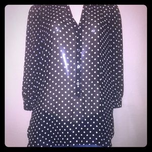Sheer Polka-dot Blouse - Size Large