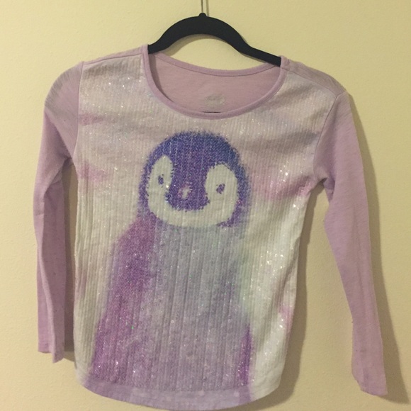 Adorable justice sequined penguin long sleeved tee