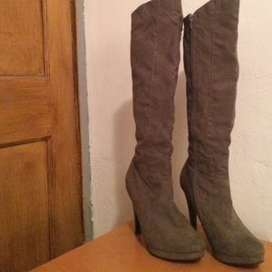 Knee high suede boots