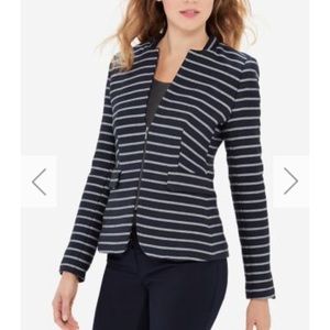 Striped zip front jacket blazer