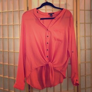 Peach button down shirt