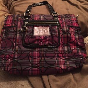 Plaid coach poppy bag