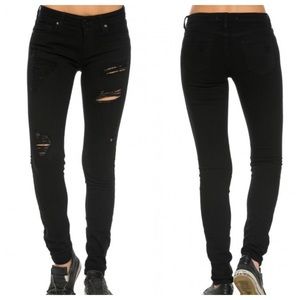 Eunina Plus Destructed Skinny Jeans Black 2X NEW