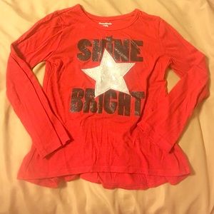 "Shine Bright" red long sleeve tee
