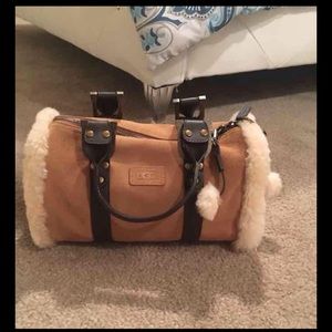 UGG Women Suede Duffle Tote Bag Chestnut