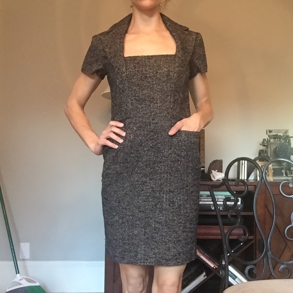🎉1H FLASH SALE🎉 Blk&Gry Wool Herringbone Dress.