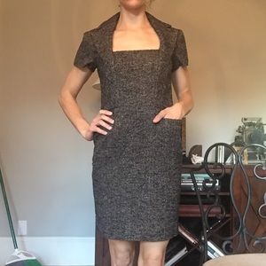 🎉1H FLASH SALE🎉 Blk&Gry Wool Herringbone Dress.