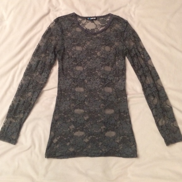 Grey Lace Long Sleeve Top