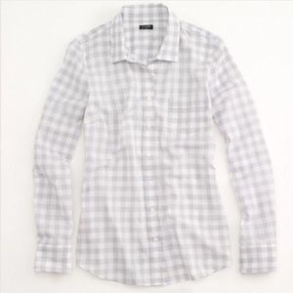 J. Crew Perfect Shirt in White / Gray Gingham