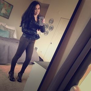 Zara Denim Olive Moto Legging