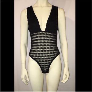 TOPSHOP Black Mesh Bodysuit