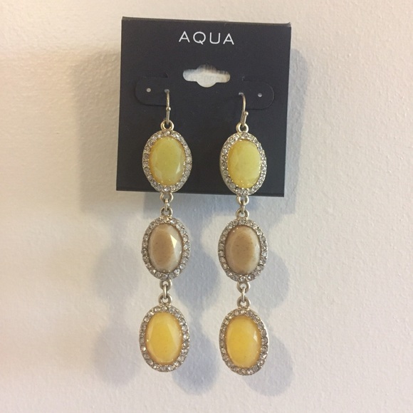 Aqua tri-color yellow gem earrings
